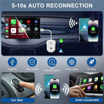 THT-020-9 Car Wireless Carplay Android Auto Dongle Wired to Wireless Adapter