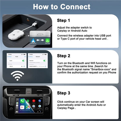 THT-020-9 Car Wireless Carplay Android Auto Dongle Wired to Wireless Adapter