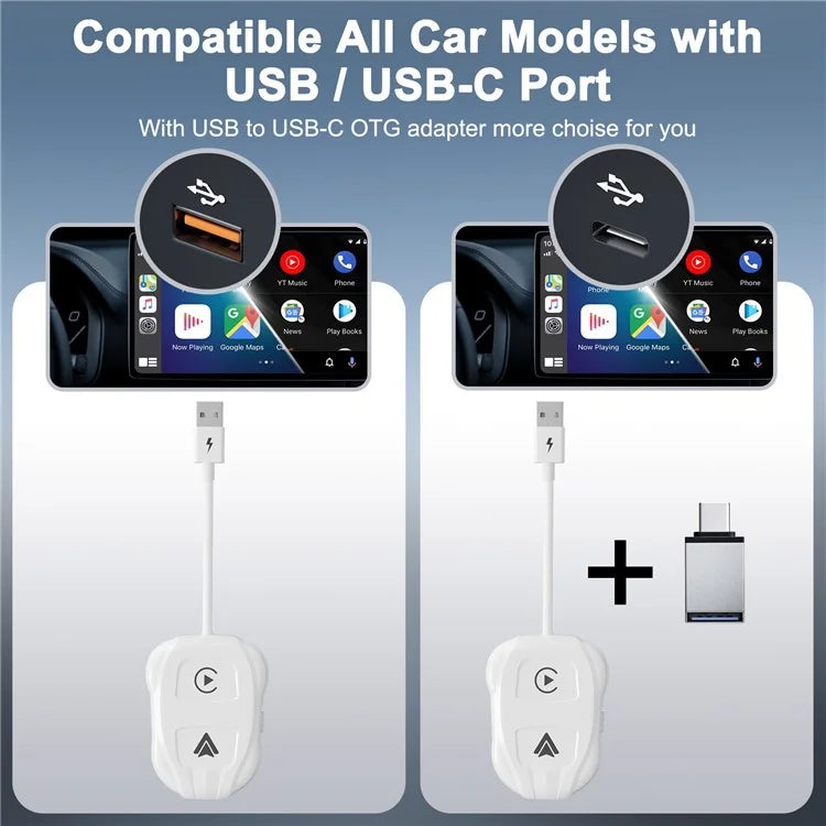 THT-020-9 Car Wireless Carplay Android Auto Dongle Wired to Wireless Adapter