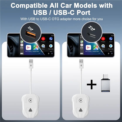 THT-020-9 Car Wireless Carplay Android Auto Dongle Wired to Wireless Adapter