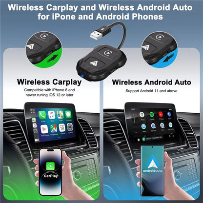 THT-020-9 Car Wireless Carplay Android Auto Dongle Wired to Wireless Adapter