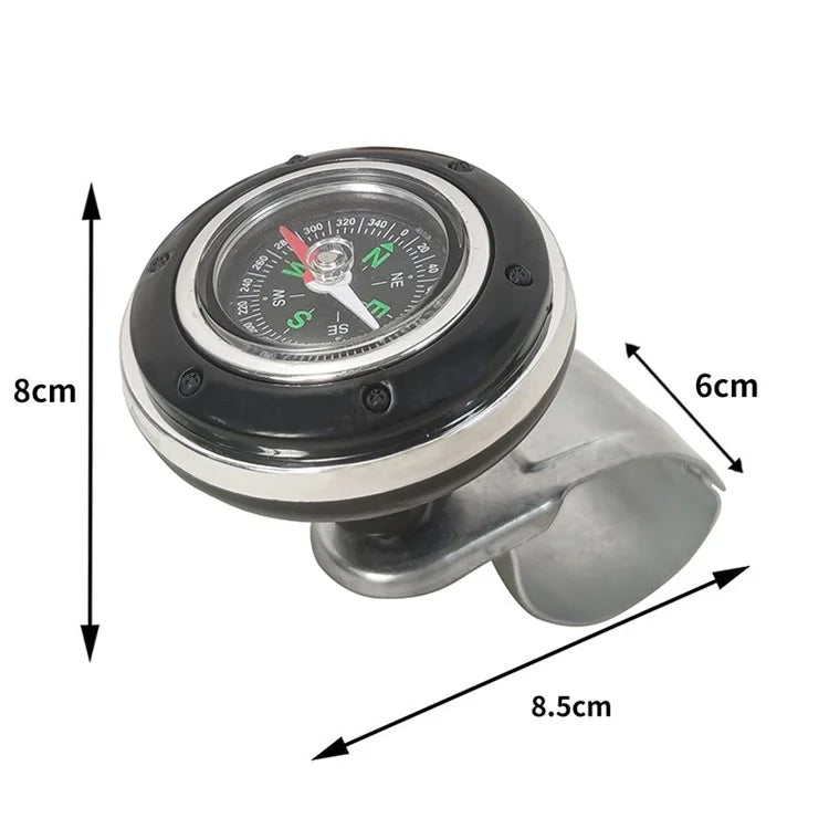 CARFU Plastic+Iron Car Steering Wheel Spinner Knob Compass Car Steering Auxiliary Booster Control Handle