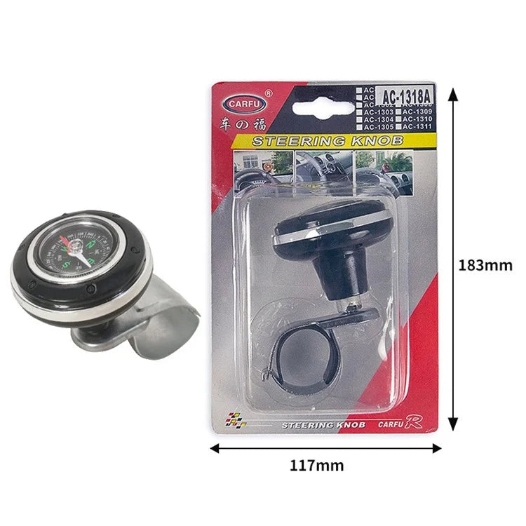 CARFU Plastic+Iron Car Steering Wheel Spinner Knob Compass Car Steering Auxiliary Booster Control Handle