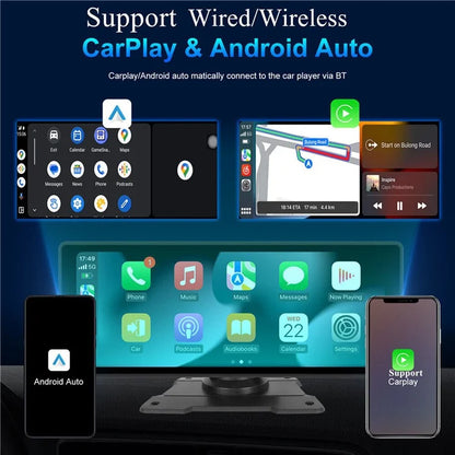 W912 10.26-inch HD Video Car Player Portable 360-Degree Rotating Car Monitor Support Mirror Link, TF Card
