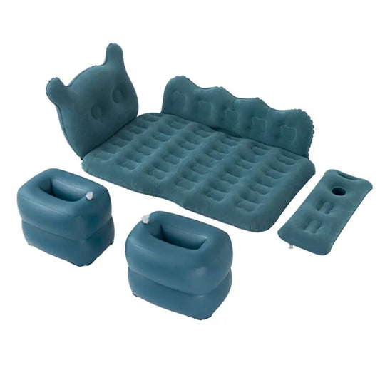 828 Cartoon Bear Head Car Air Mattress PVC + Flocking Back Seat Inflatable Bed with Pump