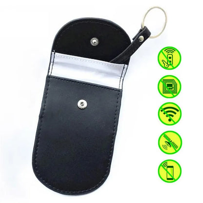 Car Key Signal Blocking Pouch Anti-theft RFID Blocking Genuine Cow Leather Car Keys Case Holder