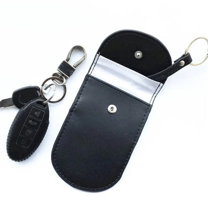 Car Key Signal Blocking Pouch Anti-theft RFID Blocking Genuine Cow Leather Car Keys Case Holder