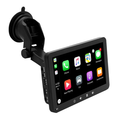 W507D 7-inch HD Touch Display Portable Car Play with 12-LED Camera, 2.4GHz WiFi Car Monitor, Suction Holder