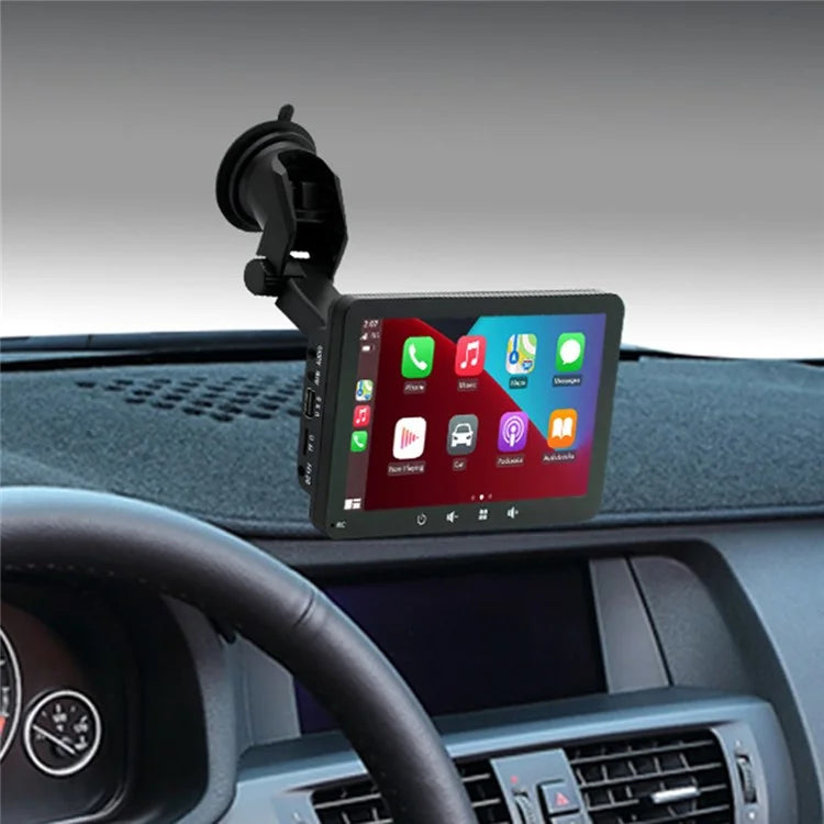 W507D 7-inch HD Touch Display Portable Car Play with 12-LED Camera, 2.4GHz WiFi Car Monitor, Suction Holder