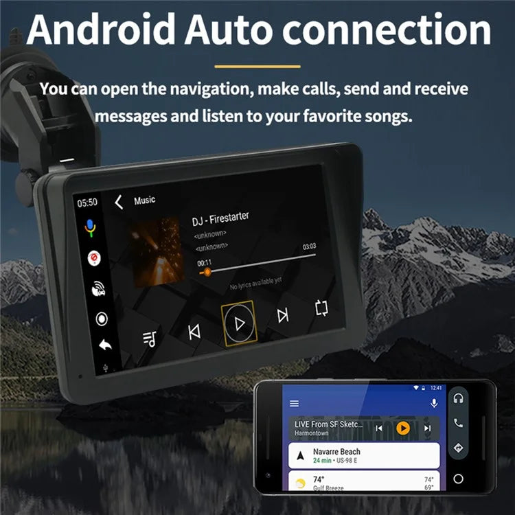 W506C 7-inch HD Touch Display Car Play with AHD Camera, Portable Car Stereo Support Mirror Link Android Auto