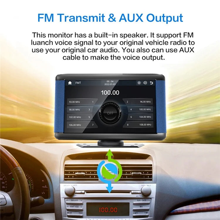 W503B Wireless / Wired Portable Car Play with AHD Camera, 7.0-inch HD Display Car Stereo Support Mirror Link, Android Auto