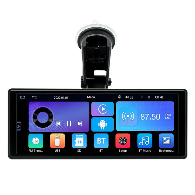 W508A 9.36-inch Display Car Play with Suction Cup Mount, Portable Bluetooth Car Stereo Support USB-Disk, TF Card