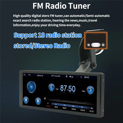 W508A 9.36-inch Display Car Play with Suction Cup Mount, Portable Bluetooth Car Stereo Support USB-Disk, TF Card