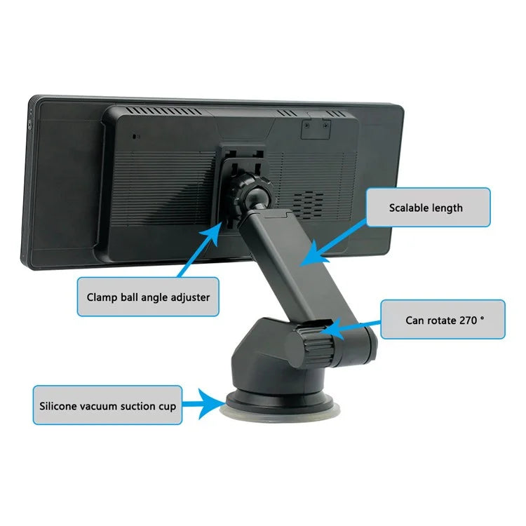 W508A 9.36-inch Display Car Play with Suction Cup Mount, Portable Bluetooth Car Stereo Support USB-Disk, TF Card