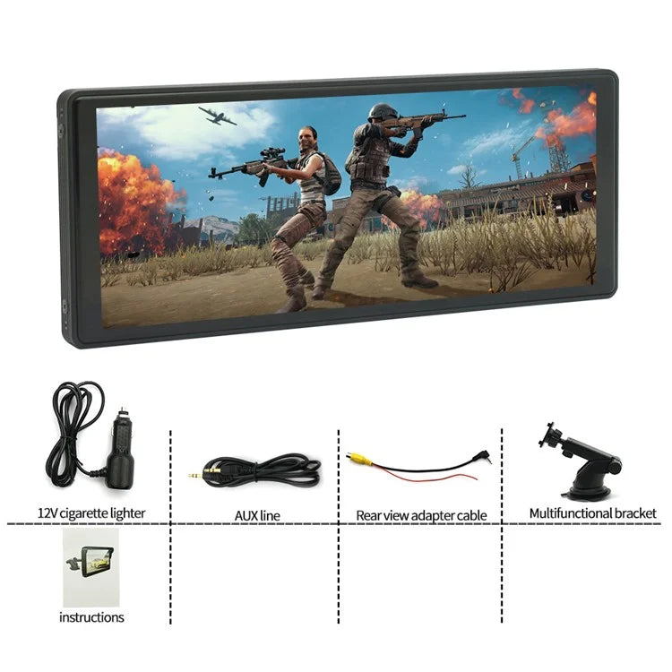 W508A 9.36-inch Display Car Play with Suction Cup Mount, Portable Bluetooth Car Stereo Support USB-Disk, TF Card