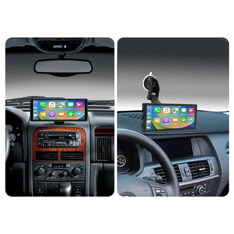 W508B 9.36-inch Display Car Play with 2 Mount Stand, Mirror Link Portable Car Stereo Support Bluetooth, USB-Disk, TF Card