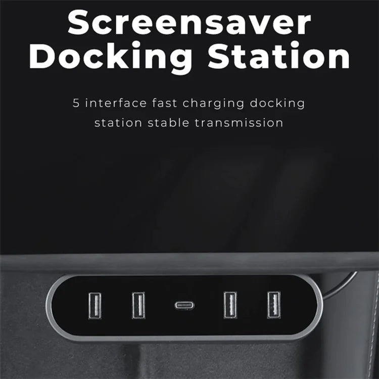 TSL319 For Model 3 / Y Under Screen Car USB+Type-C Hub Charging Dock Station