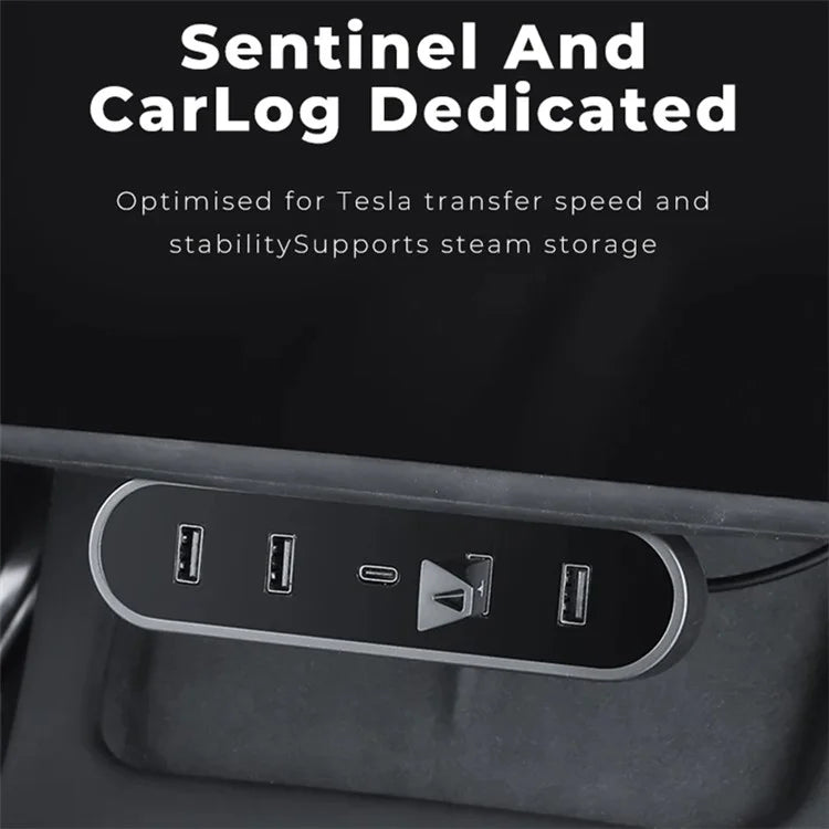 TSL319 For Model 3 / Y Under Screen Car USB+Type-C Hub Charging Dock Station