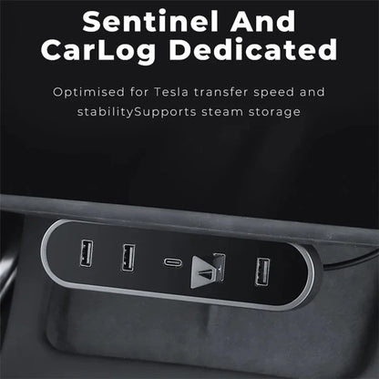 TSL319 For Model 3 / Y Under Screen Car USB+Type-C Hub Charging Dock Station