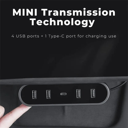 TSL319 For Model 3 / Y Under Screen Car USB+Type-C Hub Charging Dock Station