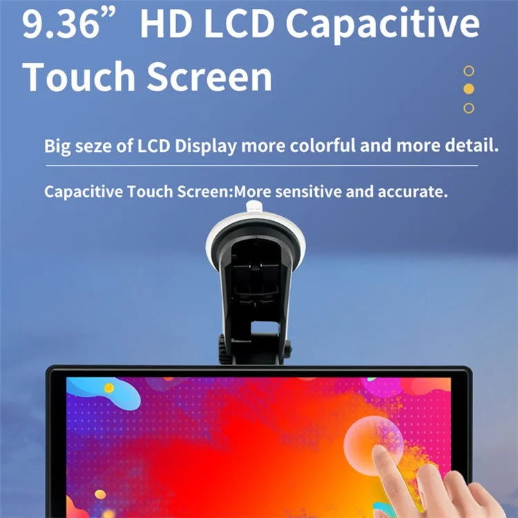 W508D 9.36-Inch Portable Car Play Display with Dual Brackets and AHD Camera