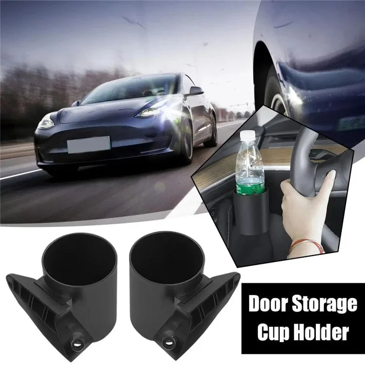 ALZH070 2Pcs For Tesla Model 3  /  Y Car Door Cup Holder Drink Storage Box