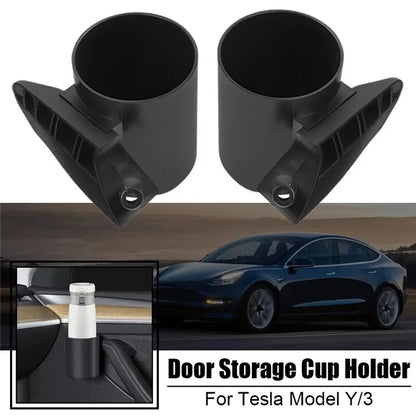 ALZH070 2Pcs For Tesla Model 3  /  Y Car Door Cup Holder Drink Storage Box