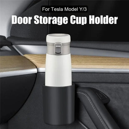 ALZH070 2Pcs For Tesla Model 3  /  Y Car Door Cup Holder Drink Storage Box