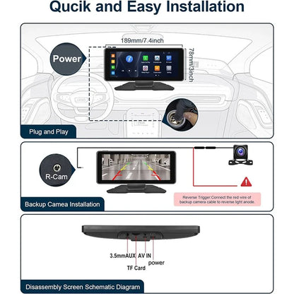 W513A 6.86-Inch HD Display Car Play Portable Car Radio Bluetooth Screen