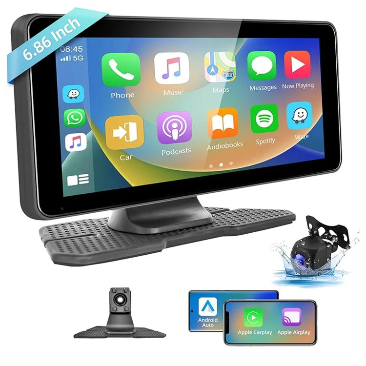 W513B 6.86-Inch HD Car Play with 12LED Camera Portable Car Radio Bluetooth Screen