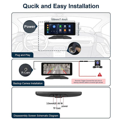 W513B 6.86-Inch HD Car Play with 12LED Camera Portable Car Radio Bluetooth Screen