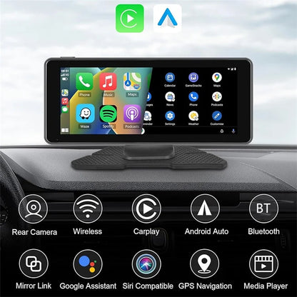 W513E 6.86-Inch Portable Car Play with Recorder, 12LED Camera Car Radio Player