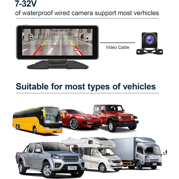 W513E 6.86-Inch Portable Car Play with Recorder, 12LED Camera Car Radio Player