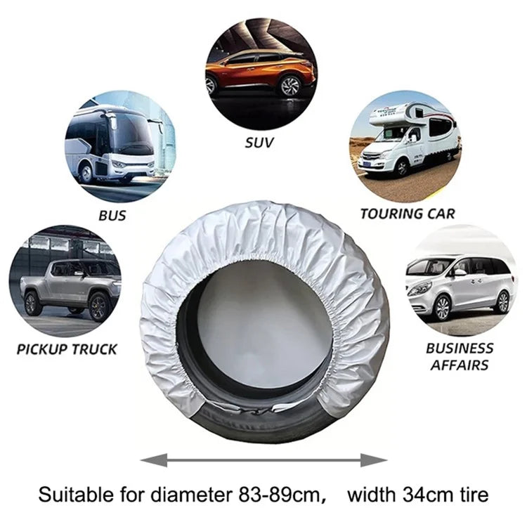 4PCS SUV 83-89CMx34CM Wheel Dust Cover Oxford Cloth Car Tire Sleeve Bag