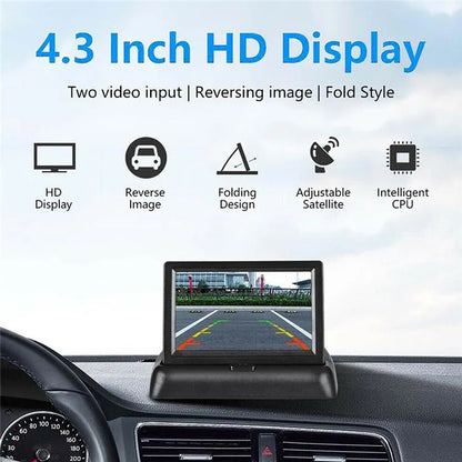 RH-315 4.3-inch Folding Car Backup Monitor with License Plate Backup Camera Set 2.4G Wireless Connection