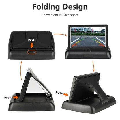 RH-315 4.3-inch Folding Car Backup Monitor with License Plate Backup Camera Set 2.4G Wireless Connection