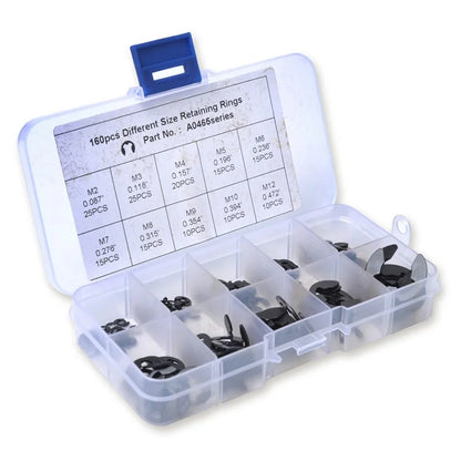 160Pcs 2mm-25mm Retaining Rings Car Truck Assorted E-Clip Snap Rings Kit