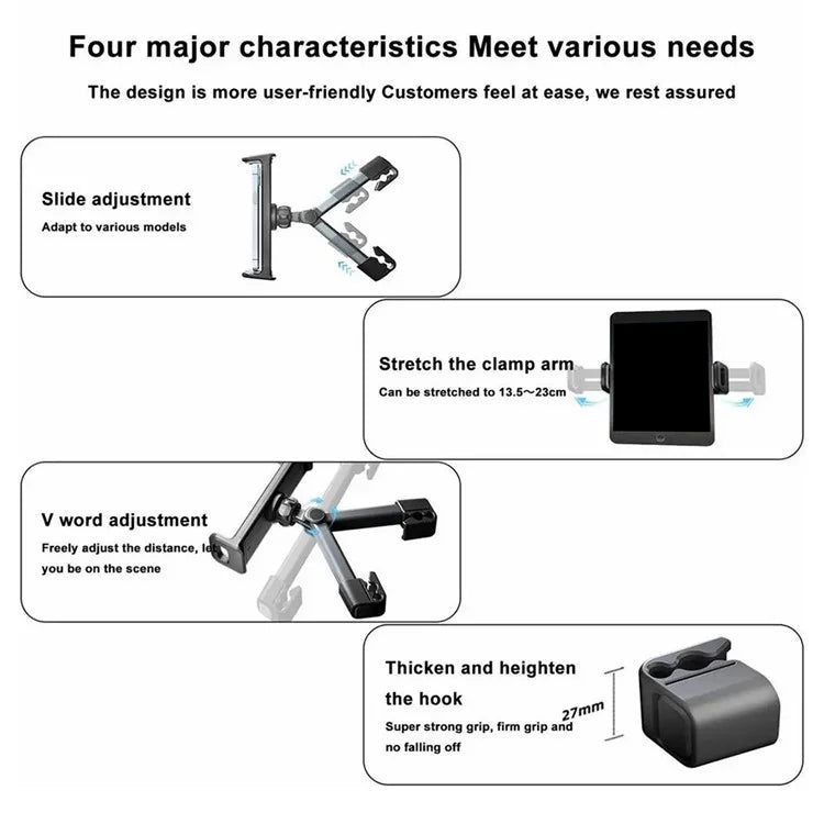 BZ-H5 Car Headrest Backseat Mount Adjustable Telescopic Universal Phone Tablet Car Holder