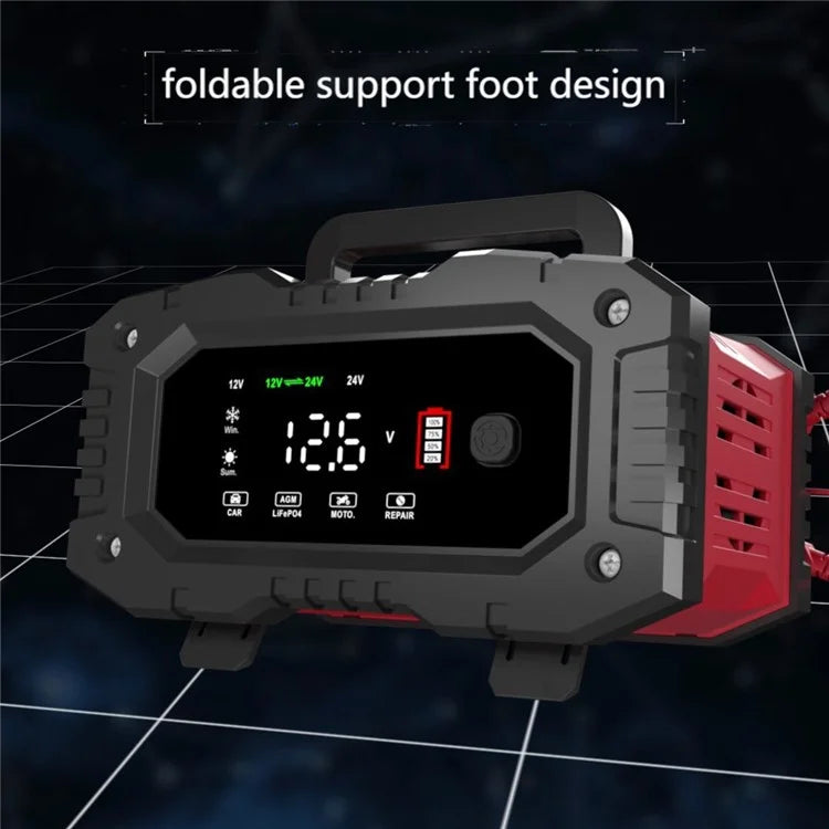 FOXSUR FPT-200 Large Screen Portable Battery Charger for 12V-24V Motorcycle Car