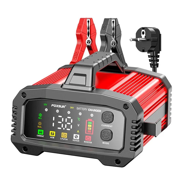 FOXSUR FPT-250 25A Portable Car Boat Motorcycle Battery Charger 8-Stage Charging Smart Charger