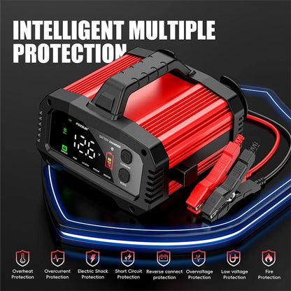 FOXSUR FPT-250 25A Portable Car Boat Motorcycle Battery Charger 8-Stage Charging Smart Charger
