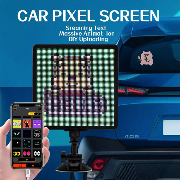 P64S Car Pixel Image Display Screen Bluetooth App Control Car Rear Window DIY Message Board