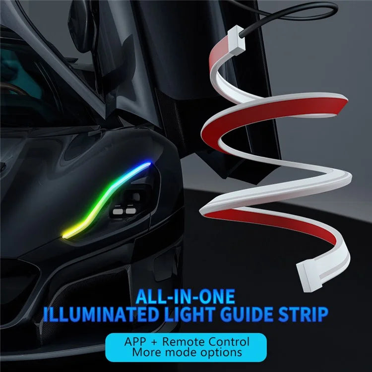 D06-24 2Pcs 60cm Bluetooth APP Control Car LED Strip Lights for 24V Vehicles