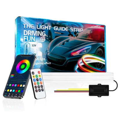 DR06-12 2PCS Bluetooth APP LED Strip Lights Colorful Car Decoration Lamps with Remote Control
