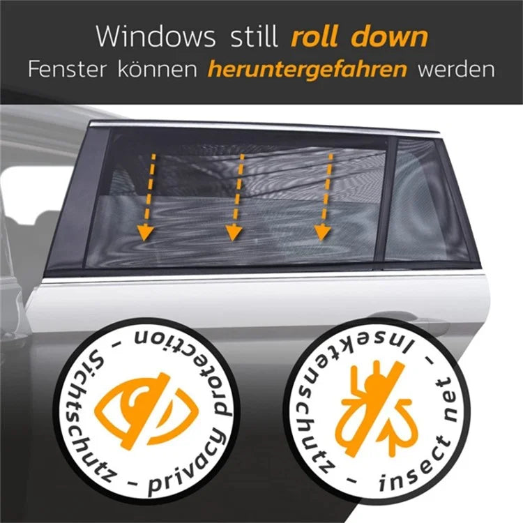 2Pcs Car Side Window Sunshades Stretchable Mesh Curtains Blocking Mosquito (Driver Side+Passenger Side)