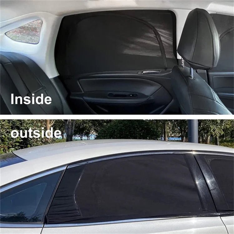2Pcs Car Side Window Sunshades Stretchable Mesh Curtains Blocking Mosquito (Driver Side+Passenger Side)