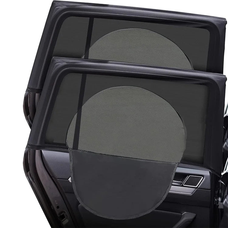 Left+Right Car Rear Window Mesh Curtain Anti-mosquito Sun Shade Window Curtain with Zipper Opening