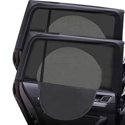 Left+Right Car Rear Window Mesh Curtain Anti-mosquito Sun Shade Window Curtain with Zipper Opening