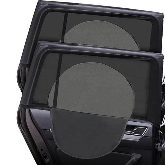 Left+Right Car Rear Window Mesh Curtain Anti-mosquito Sun Shade Window Curtain with Zipper Opening