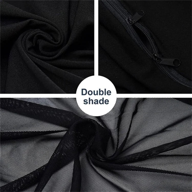 Left+Right Car Rear Window Mesh Curtain Anti-mosquito Sun Shade Window Curtain with Zipper Opening
